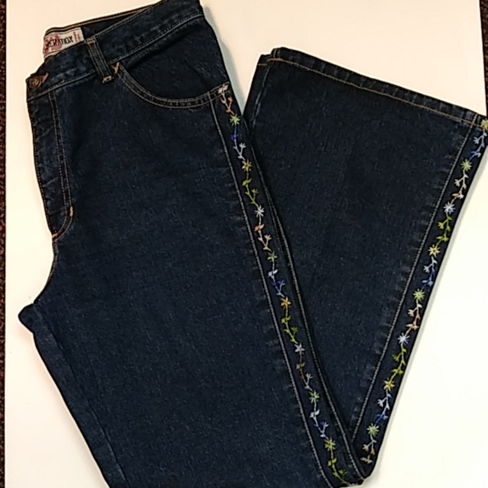 Second Generation Floral Embroidered Jeans Bootcu… - image 1